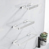 Bathroom Shelving Solution, Rectangular Tempered Glass Bathroom Shelf Wall Mounted, with aluminum frame, Shower Storage Organizer (Matte Silver)