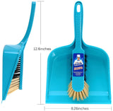 MR. SIGA Dustpan and Brush Set, Pack of 2 Set, Blue & Grey