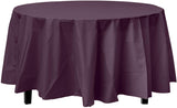 Exquisite 12-Pack Premium Plastic 84-Inch Round Tablecloth - Dark Blue