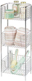 mDesign 3 Tier Vertical Standing Bathroom Shelving Unit, Decorative Metal Storage Organizer Tower Rack with 3 Basket Bins to Hold and Organize Bath Towels, Hand Soap, Toiletries - Bronze