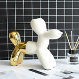 MingHaoyu Balloon Dog Sculpture Ceramic Dog Statues Home Decor Accents Dog Figurine Modern Sculpture,Bookself TV Stand Decor,Shelf Decorations for Home,Bedroom,Living Room and Office,WhiteGold