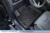 SMARTLINER Custom Fit 3 Row Floor Mat Liners for 2020-2021 Hyundai Palisade Fits Bench & Bucket Seats, Black