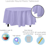 12-Pack Premium Plastic Tablecloth 84in. Round Table Cover - Lavender