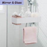 MORNITE Adhesive Bathroom Wall Caddy, Bathroom Shower Rrganizer Hanging Shelves No Drilling Shampoo Holder Pink