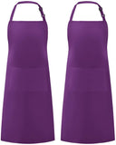 Syntus 2 Pack Adjustable Bib Apron Waterdrop Resistant with 2 Pockets Cooking Kitchen Aprons for Women Men Chef, Black