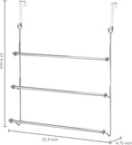 MyGift Over-The-Door 3 Tier Bathroom Towel Bar Rack with Chrome-Plated Finish