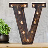 Pooqla Vintage Light Up Marquee Letters with Lights – Illuminated Industrial Style Lighted Alphabet Letter Signs - Coffee Bar Apartment Bedroom Wall Home Initials Decor A-Z