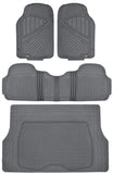 Motor Trend FlexTough Performance All Weather Rubber Car Floor Mats with Cargo Liner – Full Set Front & Rear Odorless Floor Mats for Cars Truck SUV, BPA-Free Automotive Floor Mats (Gray)