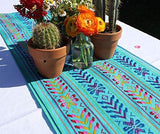 Del Mex Woven Rebozo Style Mexican Table Runner Scarf (Teal)