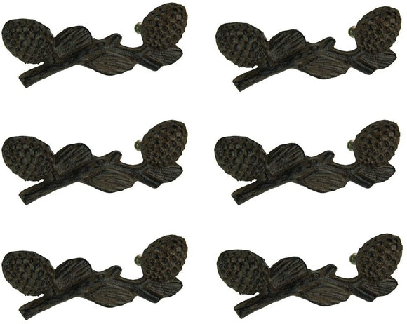 Rustic Pine Cones Decorative Cast Iron Drawer or Cabinet Pull Set of 6