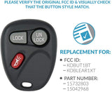 Keyless2Go Replacement for Keyless Entry Car Key Fob Vehicles That Use 3 Button KOBLEAR1XT 15042968 Remote, Self-programming