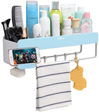 Adhesive Bathroom Shelf Storage Organizer Wall Mount No Drilling Shower Shelf Kitchen Storage Basket Rack Shelves Shower Caddy (Blue)