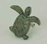 Set of 12 Green Verdigris Cast Iron Sea Turtle Drawer Pulls Decorative Cabinet Door Knobs Nautical Bathroom Kitchen Beach Home Decor