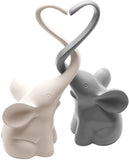 ART & ARTIFACT Two Piece Loving Elephants - Gray/White Intertwined Animal Pair Heart Sculpture, Home Decor Accent, Centerpiece