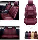 OASIS AUTO OS-011 Leather Car Seat Covers, Faux Leatherette Automotive Vehicle Cushion Cover for Cars SUV Pick-up Truck Universal Fit Set for Auto Interior Accessories (Front ONLY, TAN)