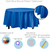 Exquisite 12-Pack Premium Plastic 84-Inch Round Tablecloth - Dark Blue