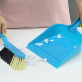 MR. SIGA Dustpan and Brush Set, Pack of 2 Set, Blue & Grey