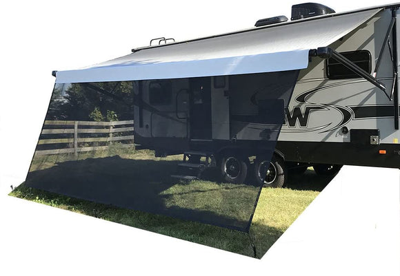 Tentproinc RV Awning Sun Shade 8'X15'3'' Black Mesh Screen Sunshade UV Blocker Complete Kits - 3 Years Limited Warranty