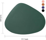 Supernal St patricks Day Placemats, 4 pcs Green Leather Placemat, Irregular Round Placemats, Easy to Clean Heat Resistant Wipeable Placemats Waterproof and Oil Proof