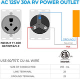 BougeRV 30 Amp RV Power Outlet Box,Enclosed Lockable Weatherproof Outdoor Electrical Nema TT-30R Receptacle,125 Volt for Temporary Hookup RV Camper Travel Trailer Motorhome Electric Car Generator