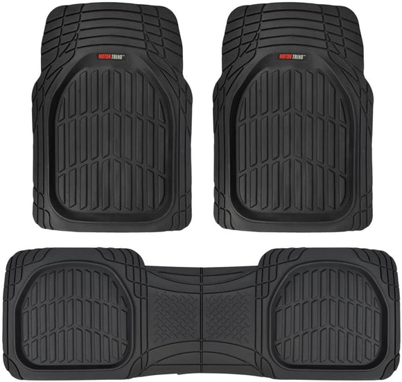 Motor Trend 923-BK Black FlexTough Contour Liners-Deep Dish Heavy Duty Rubber Floor Mats for Car SUV Truck & Van-All Weather Protection, Universal Trim to Fit