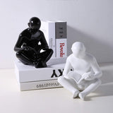 Ceramic Reading Bookend 1 Pair,Decorative Figurine Accent Piece for Home,Office,Table and Desk Decor (White and Black)