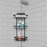 Leathario Shower Shelves Bathroom Shower Accessories Shower Storage Corner Bathroom Shelves Rustproof Sand Blasting Space Aluminum Paste Installation Wall Mounted 3 Layer Black