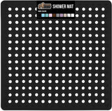 Gorilla Grip Patented Shower Stall Mat, 21x21 Bath Tub Mats, Washable, Square Bathroom Mats for Showers with Drain Holes, Suction Cups, White