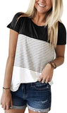 Round Neck Triple Color Block Stripe T-Shirt