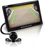 Pyle Backup Rear View Car Camera Screen Monitor System - Parking & Reverse Safety Distance Scale Lines, Waterproof, Night Vision, 170° View Angle, 7" LCD Video Color Display for Vehicles - (PLCM7700)