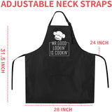 Funny BBQ Black Chef Aprons for Men, Mr Goodlookin' is Cookin', Adjustable Kitchen Cooking Aprons with Pocket Waterproof Oil Proof Father’s Day/Birthday