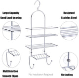 Shower Head Caddy Hanging Bathroom Shower Rack Storage Organizer Shelf Rustproof Shampoo Holder Stainless Steel Shower Accessories, Kitchen Pantry Rack, 22''x10.5''x5'', Silver, 2-Pack