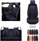 Leather Car Seat Covers, Faux Leatherette Automotive Vehicle Cushion Cover for Cars SUV Pick-up Truck Universal Fit Set for Auto Interior Accessories (OS-004 Front Pair, Black&Blue)