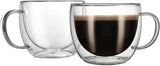 CnGlass Cappuccino Glass Mugs 8.1oz,Clear Coffee Mug Set of 2 Espresso Mug Cups,Double Wall Insulated Glass Mug with Handles(Latte Glasses,Tea)