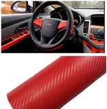 Silence Shopping 3D Carbon Fiber Vinyl Car DIY Wrap Sheet Roll Film Sticker Decal - Red Color 127X30cm 50"X11.8" (Red)