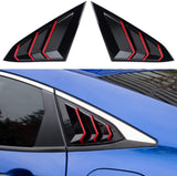 Thenice for 10th Gen Civic Racing Style Rear Side Window Louvers Air Vent Scoop Shades Cover Blinds for Honda Civic Sedan 2020 2019 2018 2017 2016 -Carbon Fiber Red