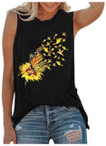 Women Tank Tops, Womens Sunflower Cute Printed Vest Tshirt Sleeveless Workout Blouse Casual Summer Tank Top Tunic Tee