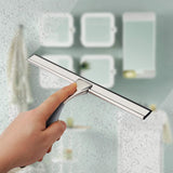 AmazerBath Shower Squeegee, Stainless Steel Glass Window Squeegee with Non-Slip 10 Inch Blade 6.4 Inch Longer Grey Handle for Shower Doors, Bathroom, Windows, Kitchen, Mirror and Car Glass