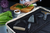 Waxed Canvas Chef Knife Bag Holds 19 Knives PLUS Knife Steel Meat Cleaver and Large Storage Compartments! Our Most Durable Professional Line Knife Carrier Includes Custom Padlock! (Bag Only) (Grey)