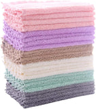 24 Pack Kitchen Dishcloths - Does Not Shed Fluff - No Odor Reusable Dish Towels, Premium Dish cloths, Super Absorbent Coral Fleece Cleaning Cloths, Nonstick Oil Washable Fast Drying (Multicolor)