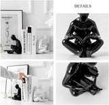 Ceramic Reading Bookend 1 Pair,Decorative Figurine Accent Piece for Home,Office,Table and Desk Decor (White and Black)