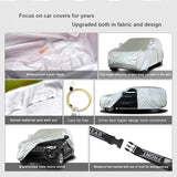 Tecoom Hard Shell Breathable Material Door Shape Zipper Design Waterproof UV-Proof Windproof Car Cover for All Weather Indoor Outdoor Fit 196-210 Inches SUV/Van