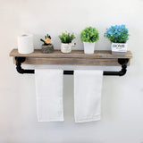 Womio Rustic Towel Racks with Towel Bar,30" Farmhouse Bathroom Shelves Wall Mounted,Industrial Pipe Home Decor Wall Shelf,Floating Shelves