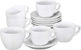 Espresso Cups with Saucers by Bruntmor - 6 ounce - Set of 6, Matte Black