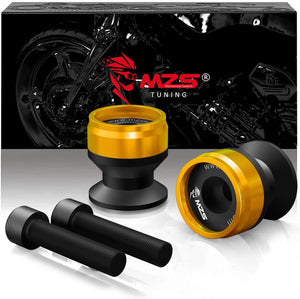 MZS 8MM Swingarm Spools Sliders Stand Universal M8 Gold Compatible with CBR 600 F2 F3 F4 F4i CBR600RR CBR1000RR GSXR600 GSXR750 GSXR1000 GSXS750 SV650 ZX6R ZX10R Z650 Z900 Z1000 Ninja 400 Daytona