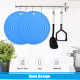 Premium Silicone Ripple Trivet Mat, HEISENLIN 11.6 inch Large Pot Holder, Potholder, Hot Pad, Spoon Rest, Jar Opener, Pot Coaster and Table Mat, Heat Resistant, Flexible, Durable, Non Slip, Blue