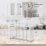 Adjustable Over Cabinet Door Organizer, No Screw Required Cutting Board Holder - Over Cabinet Door Storage Basket in Kitchen or Pantry for Cutting Board, Aluminum Foil, Plastic Wrap, Silver