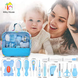 Baby Healthcare Grooming 14 Kits, 13In1 Baby Care Products Nail Clippers Trimmer Set, Newborn Essentials Stuff Shower Gifts, Comb Brush Thermometer Medicine Dispenser, Nursery Care First Aid Kit, Blue