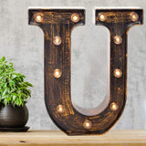 Pooqla Vintage Light Up Marquee Letters with Lights – Illuminated Industrial Style Lighted Alphabet Letter Signs - Coffee Bar Apartment Bedroom Wall Home Initials Decor A-Z