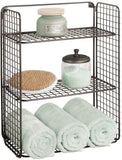 mDesign Tall Metal Wire Farmhouse Wall Decor Storage Organizer Shelf with 3 Levels for Bathroom, Entryway, Hallway, Mudroom, Bedroom, Laundry Room - Wall Mount - Chrome